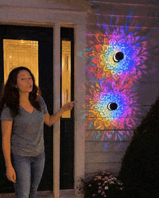 🎉1 kaufen, 1 gratis dazu🌞💡Solar-Mandala-Wandleuchte für den Außenbereich, Garten, Zaun, Projektorlampe, Terrasse, Stimmungsdekoration