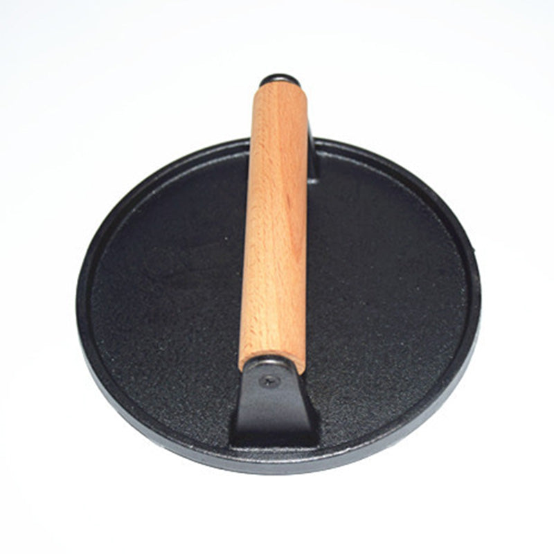 🥩 50% DE RÉDUCTION! 🔥 Presse à steak en fonte – Cuisson uniforme & manche bois ✨