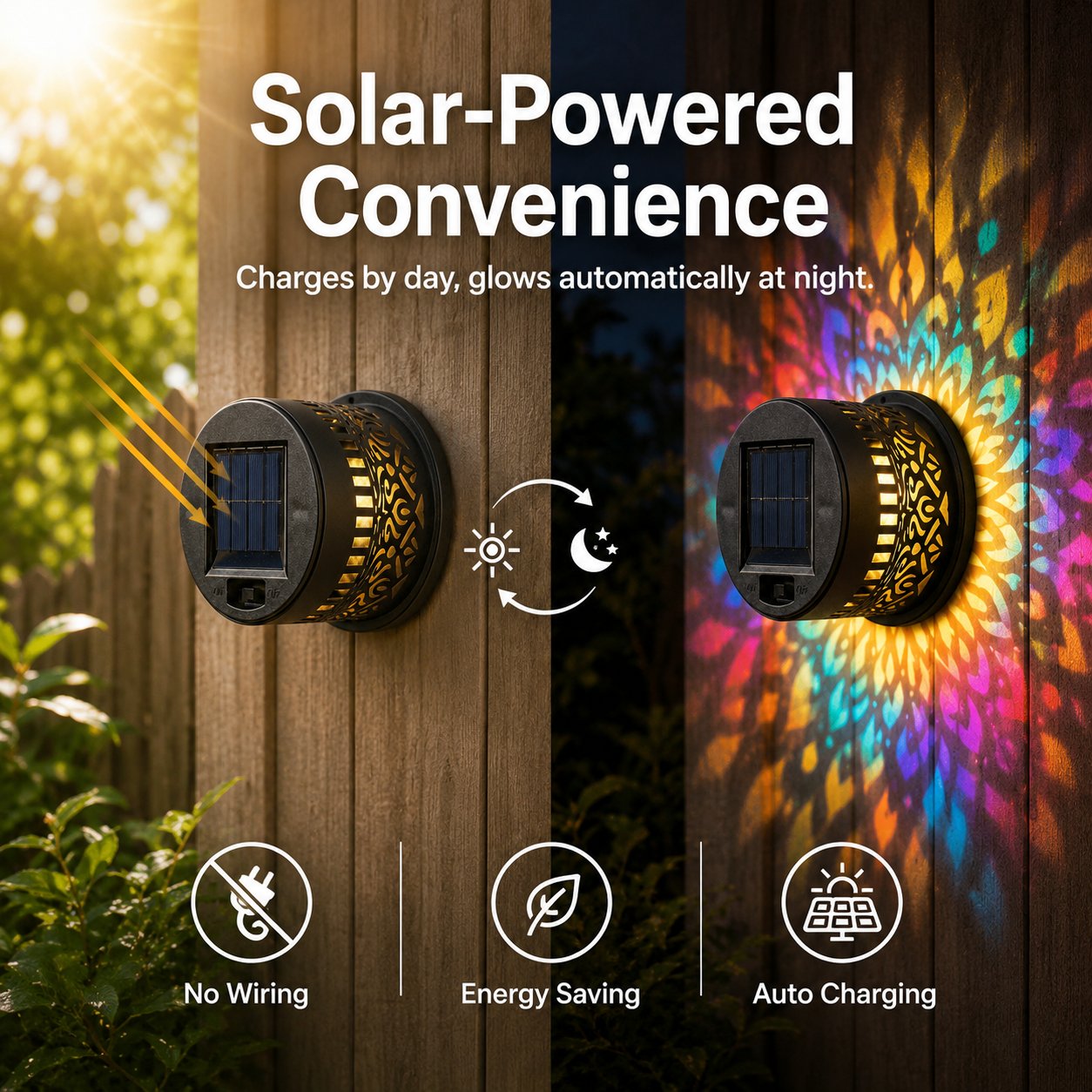 💡 KAUFE 2, ERHALTE 1 GRATIS! ☀️ Solar-Wandleuchte für Außenbereiche – Zylindrisches Design & Lichtmuster – Wetterfest – ideal für Garten, Terrasse oder Balkon 🌿🌙✨