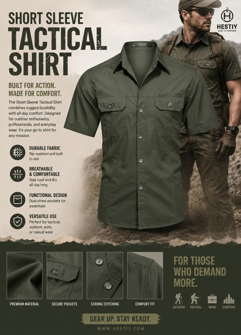 💥 Zeitlich begrenztes Angebot: 50 % Rabatt 👕 Taktisches Kurzarmhemd für Herren – Elegant, praktisch und vielseitig kombinierbar ✨