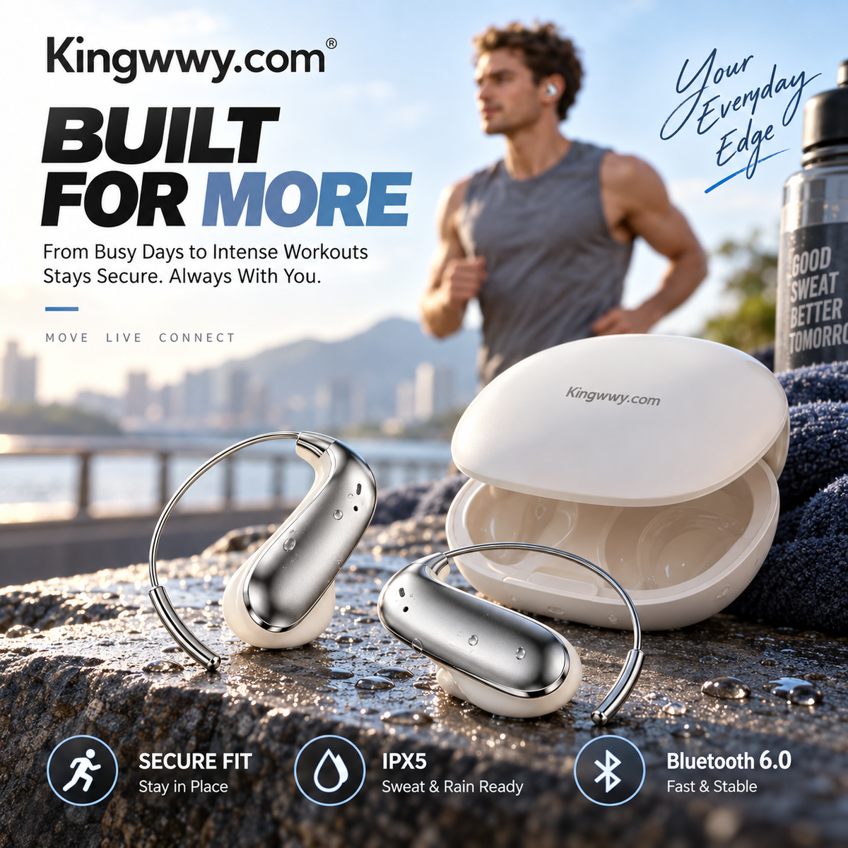🎁 Nouveautés 2026 – 50 % de réduction 💥 Écouteurs Bluetooth 6.0 – Ultra‑légers (4,2 g), sensation de ne rien porter. 48 h d'autonomie, résistants à la transpiration (IPX5). Parfaits pour la course et l'écoute quotidienne. ⚡✨