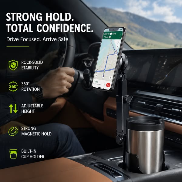 🔥 50% Rabatt!⏰🧲Handyhalterung für Getränkehalter im Auto – 360° verstellbar, starker N52-Magnet, Einhandbedienung, passend für alle Handys, stabile Magnet- und Klemmhalterungen für sicheres Fahren