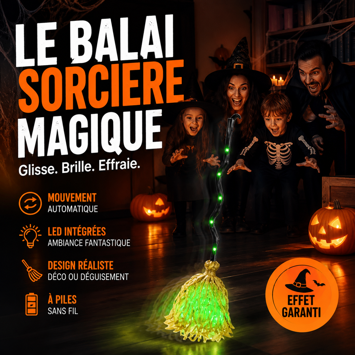 🎃 SOLDES 2026 : 50% DE RÉDUCTION ! 🧹 Balai de Sorcière Électrique Animé – LED Verte & Rire Sinistre for Décor Halloween Porte d'Entrée & Intérieur 👻