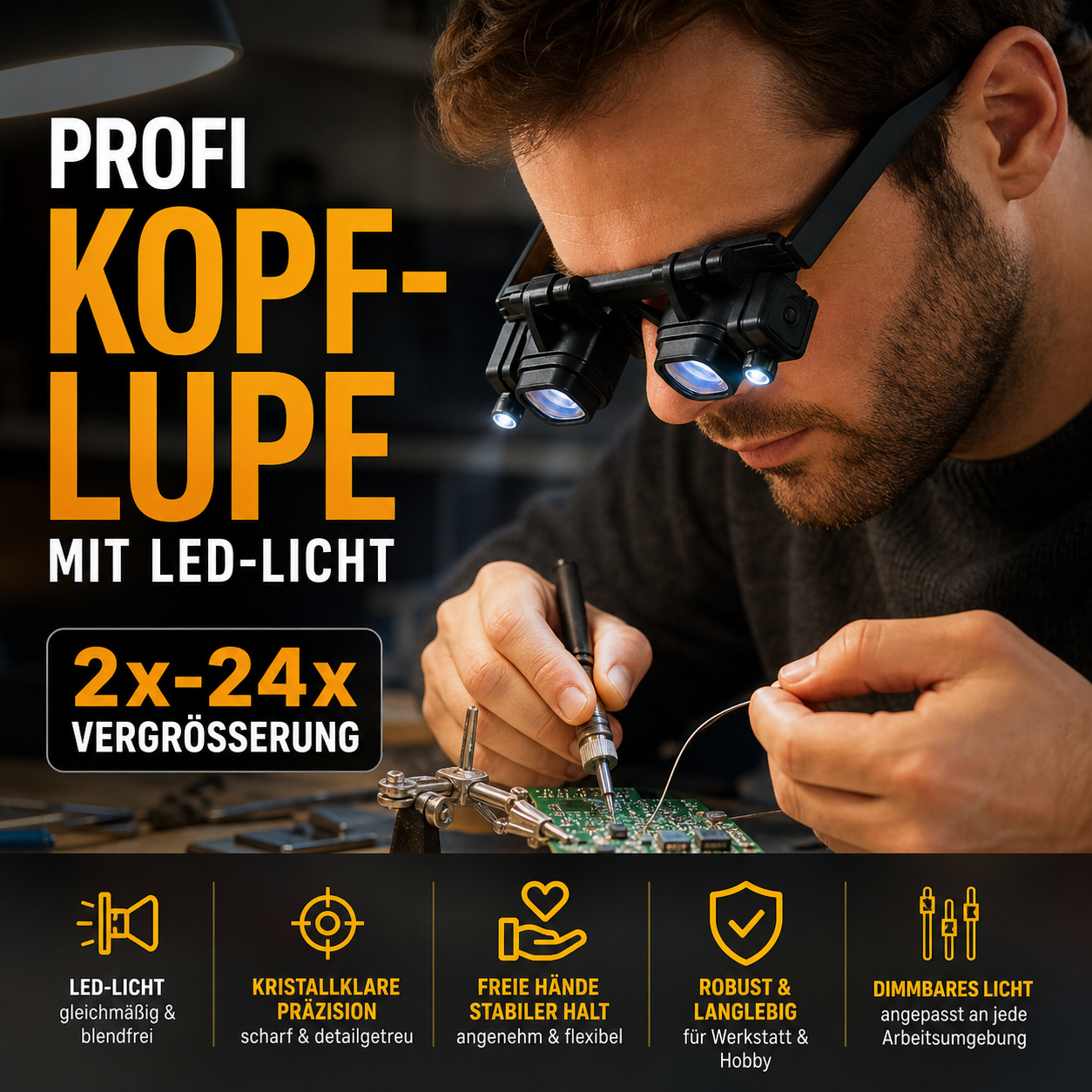 📢📢50% RABATT !!⏰🔍 LED-Präzisionslupe für Elektronik & Handwerk