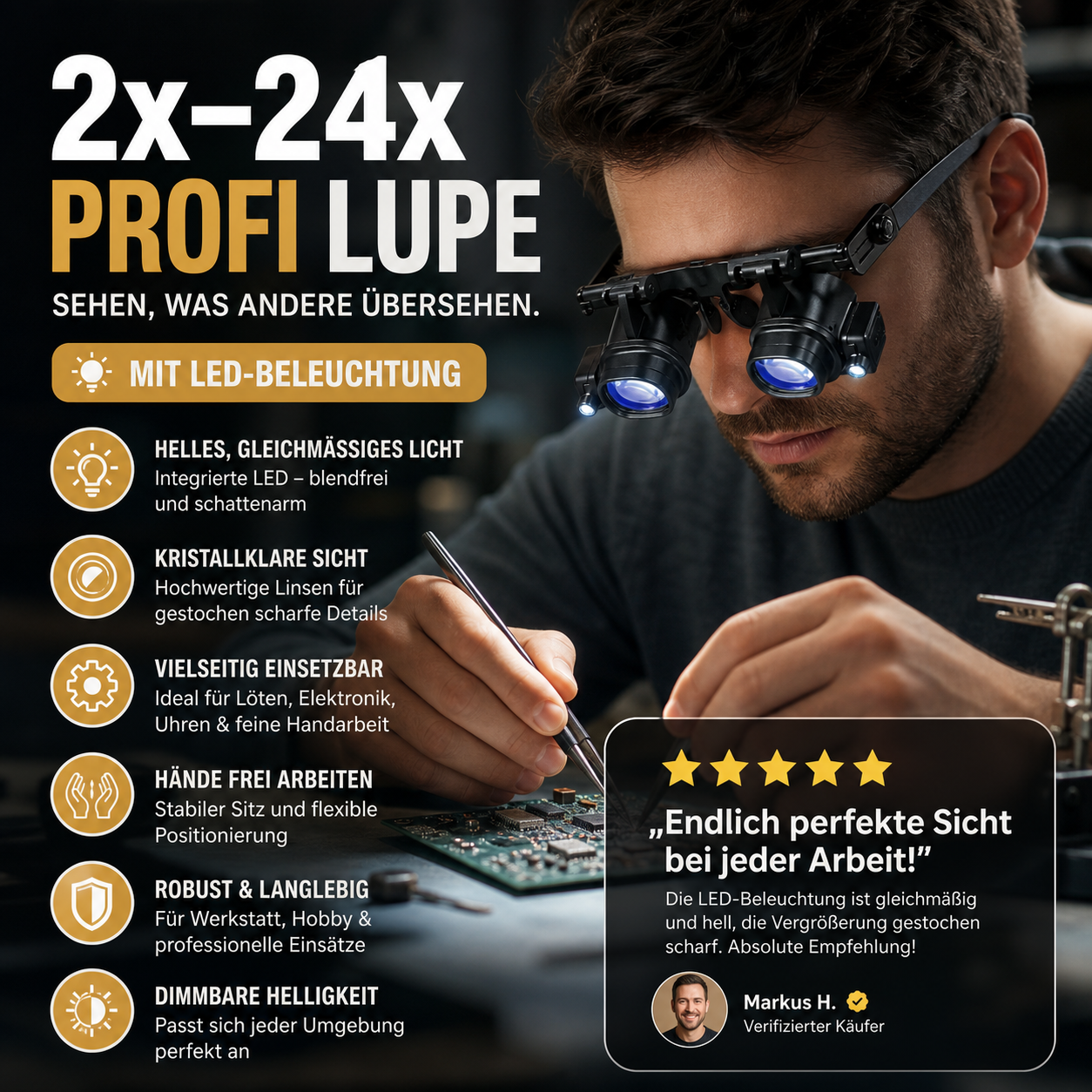 📢📢50% RABATT !!⏰🔍 LED-Präzisionslupe für Elektronik & Handwerk