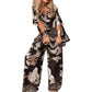 🍁Neuheit Sommer 2026: 50% Rabatt✨Damen-Set mit Print: Top mit V-Ausschnitt & lange Hose