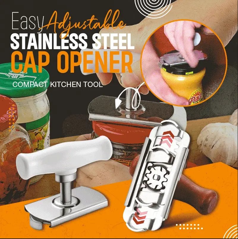 🥫 PROMO FLASH : 50% DE RÉDUCTION ! Ouvre-Bocal Réglable Inox 3–9,5 cm – Boucle Ajustable & Prise Ferme for Mains Sans Effort ✨