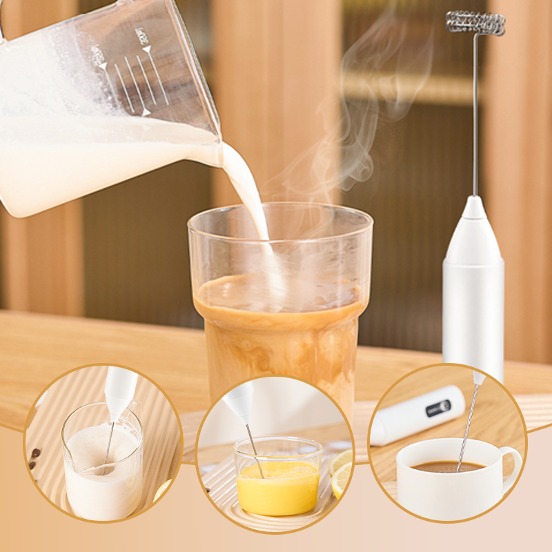 🥛⚡ACHETEZ 2, OBTENEZ 1 GRATUIT☕Mousseur Électrique pour Boissons – 3 Vitesses, USB & 400 mAh (Vert/Blanc/Noir, 22.5 cm)