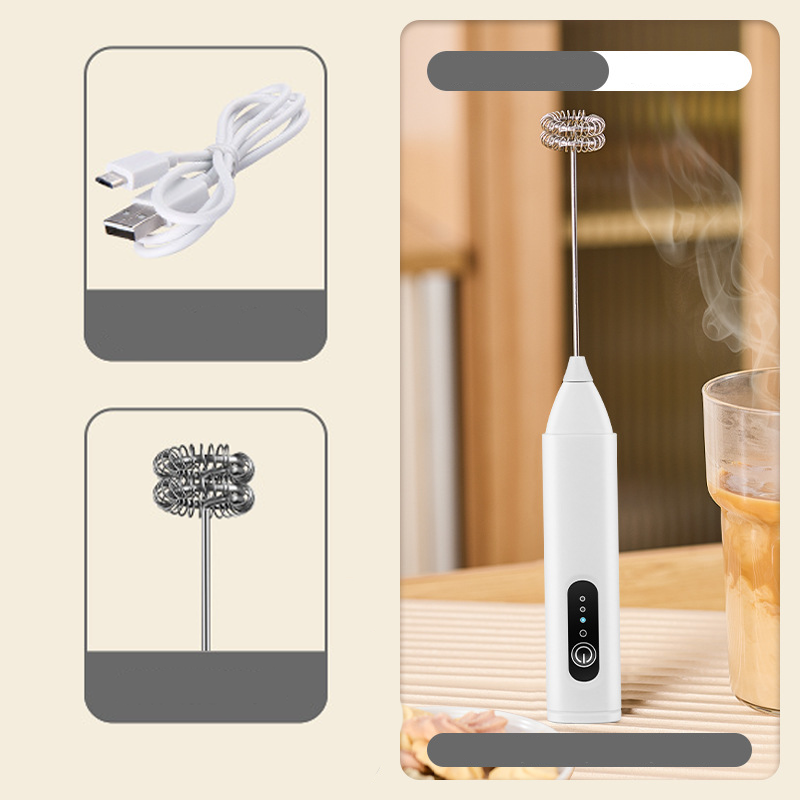 🥛⚡ACHETEZ 2, OBTENEZ 1 GRATUIT☕Mousseur Électrique pour Boissons – 3 Vitesses, USB & 400 mAh (Vert/Blanc/Noir, 22.5 cm)