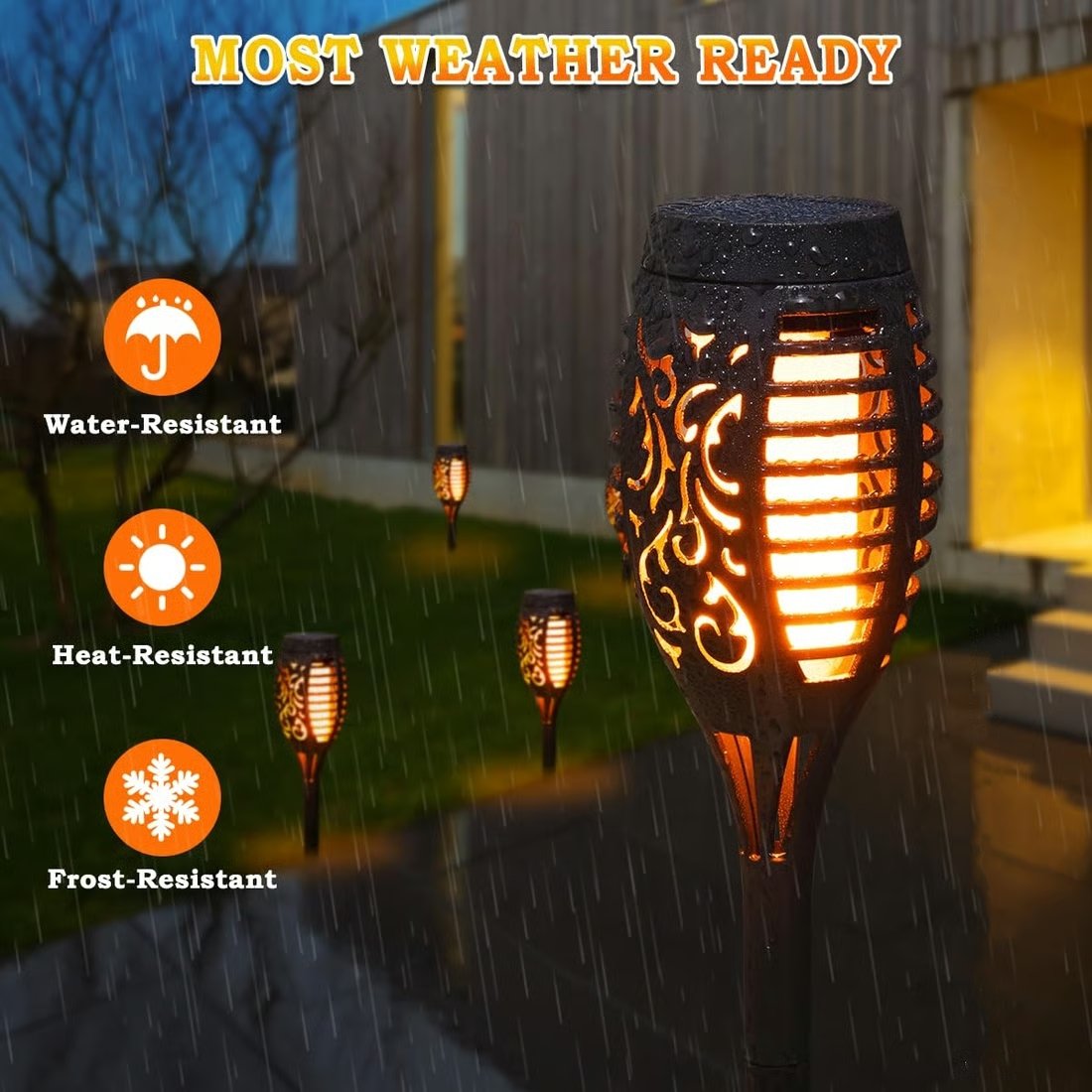 💫96 LED Solar-Gartenlampe – Feuerfackel-Design mit Bewegungssensor für Garten & Terrasse 🌞🏡