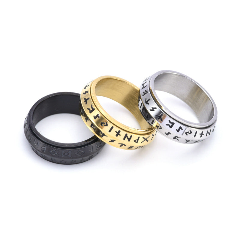 ⚔️ 50% RABATT! 💍 Titanium Steel Viking Rune Rotating Ring – Drehbarer Ring mit Runen, robust & mystisch – Perfektes Accessoire für Fans nordischer Symbolik ✨