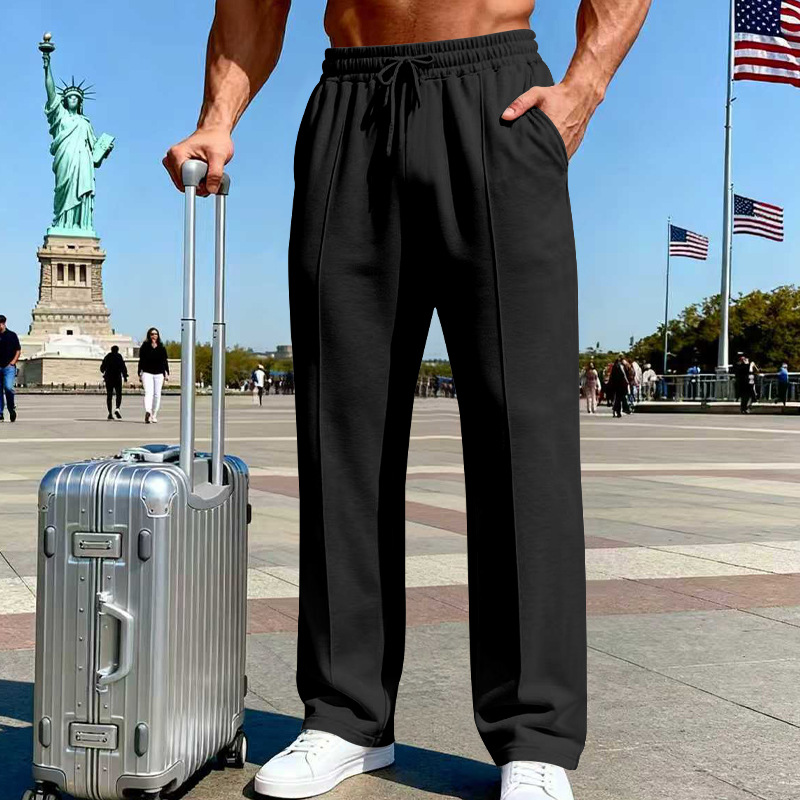 Herrenhose mit elastischem Bund und Kordelzug, gerader Schnitt