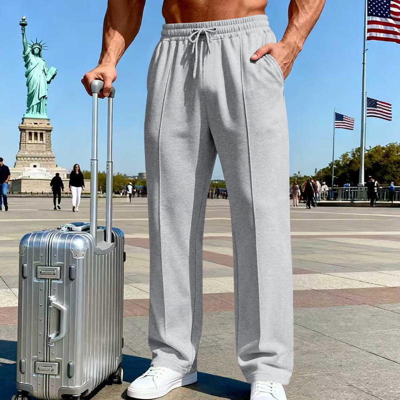Herrenhose mit elastischem Bund und Kordelzug, gerader Schnitt