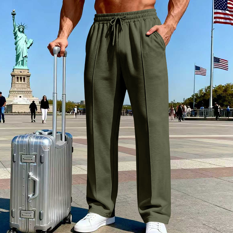 Herrenhose mit elastischem Bund und Kordelzug, gerader Schnitt