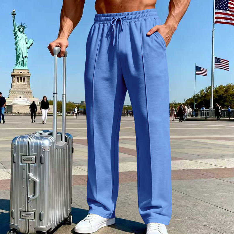 Herrenhose mit elastischem Bund und Kordelzug, gerader Schnitt