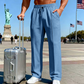 Herrenhose mit elastischem Bund und Kordelzug, gerader Schnitt
