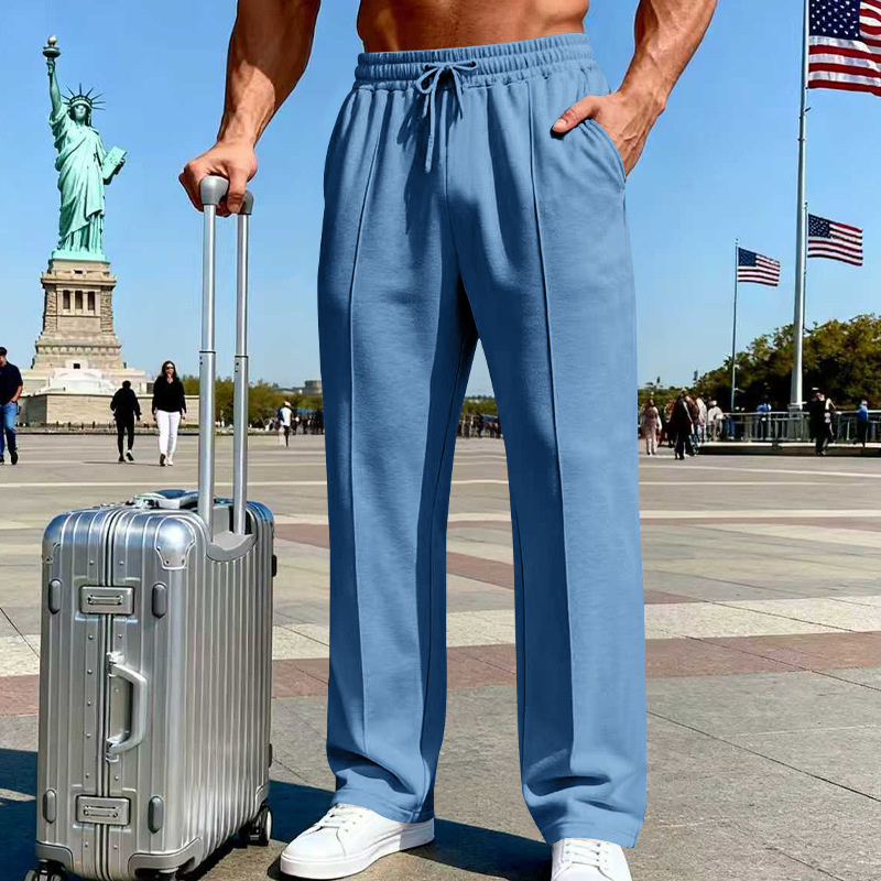 Herrenhose mit elastischem Bund und Kordelzug, gerader Schnitt