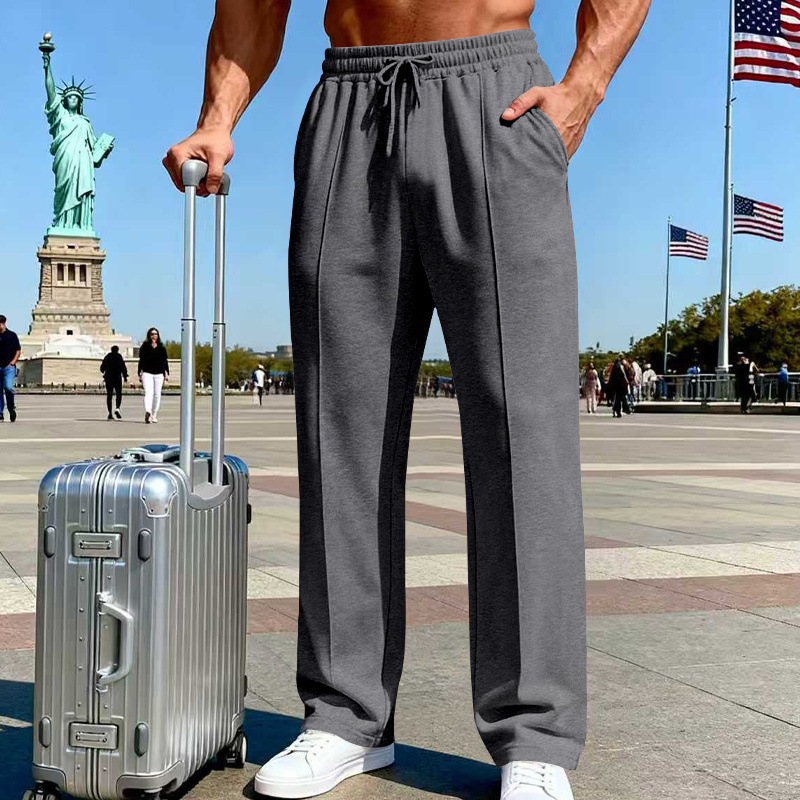 Herrenhose mit elastischem Bund und Kordelzug, gerader Schnitt