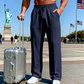 Herrenhose mit elastischem Bund und Kordelzug, gerader Schnitt