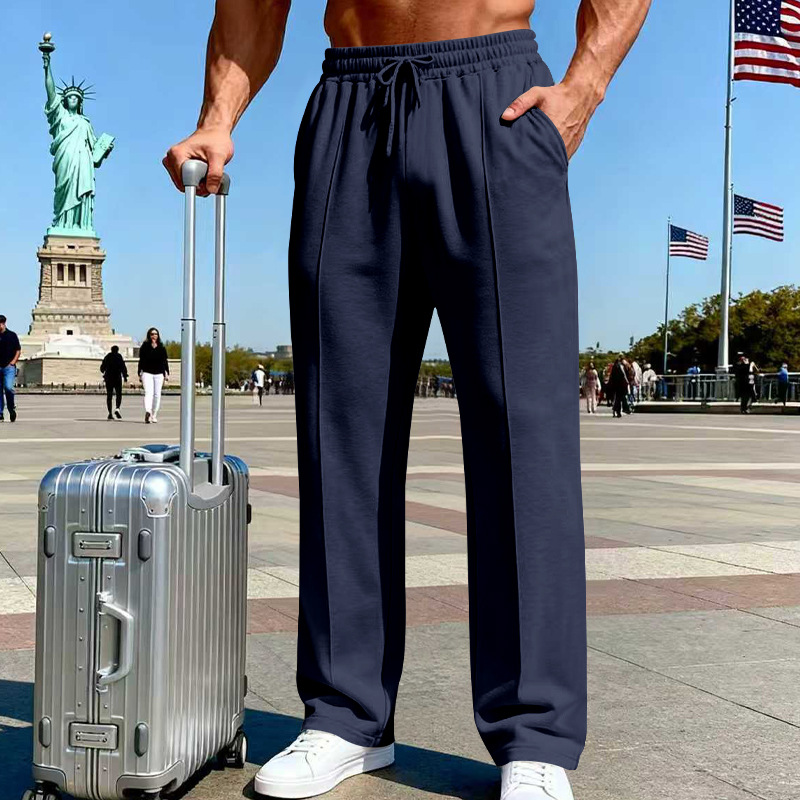 Herrenhose mit elastischem Bund und Kordelzug, gerader Schnitt