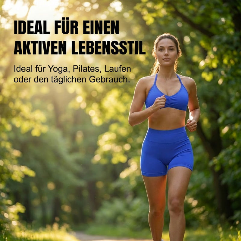 🌞Frühlingserwachen: 50% Rabatt!💜Damen Nahtloses Yoga Set – Neckholder-Top & Hoher Bund Shorts, Formgebend & Hohe Elastizität für Fitness & Yog
