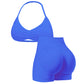 🌞Frühlingserwachen: 50% Rabatt!💜Damen Nahtloses Yoga Set – Neckholder-Top & Hoher Bund Shorts, Formgebend & Hohe Elastizität für Fitness & Yog