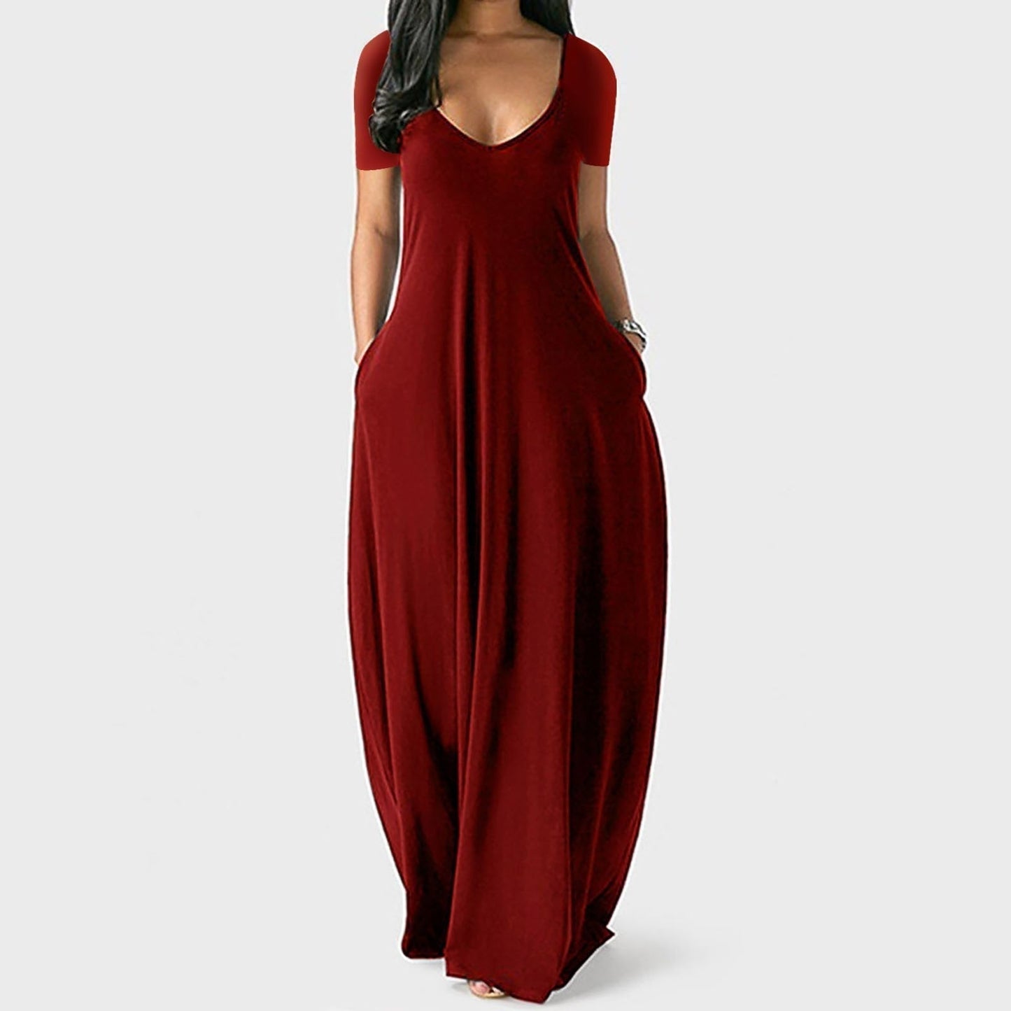 👗 Bequemes Kleid mit großen Taschen – Rundhals + Kurzarm, hautfreundlich & weich 🎨 11 Farben verfügbar – schmeichelt jeder Figur