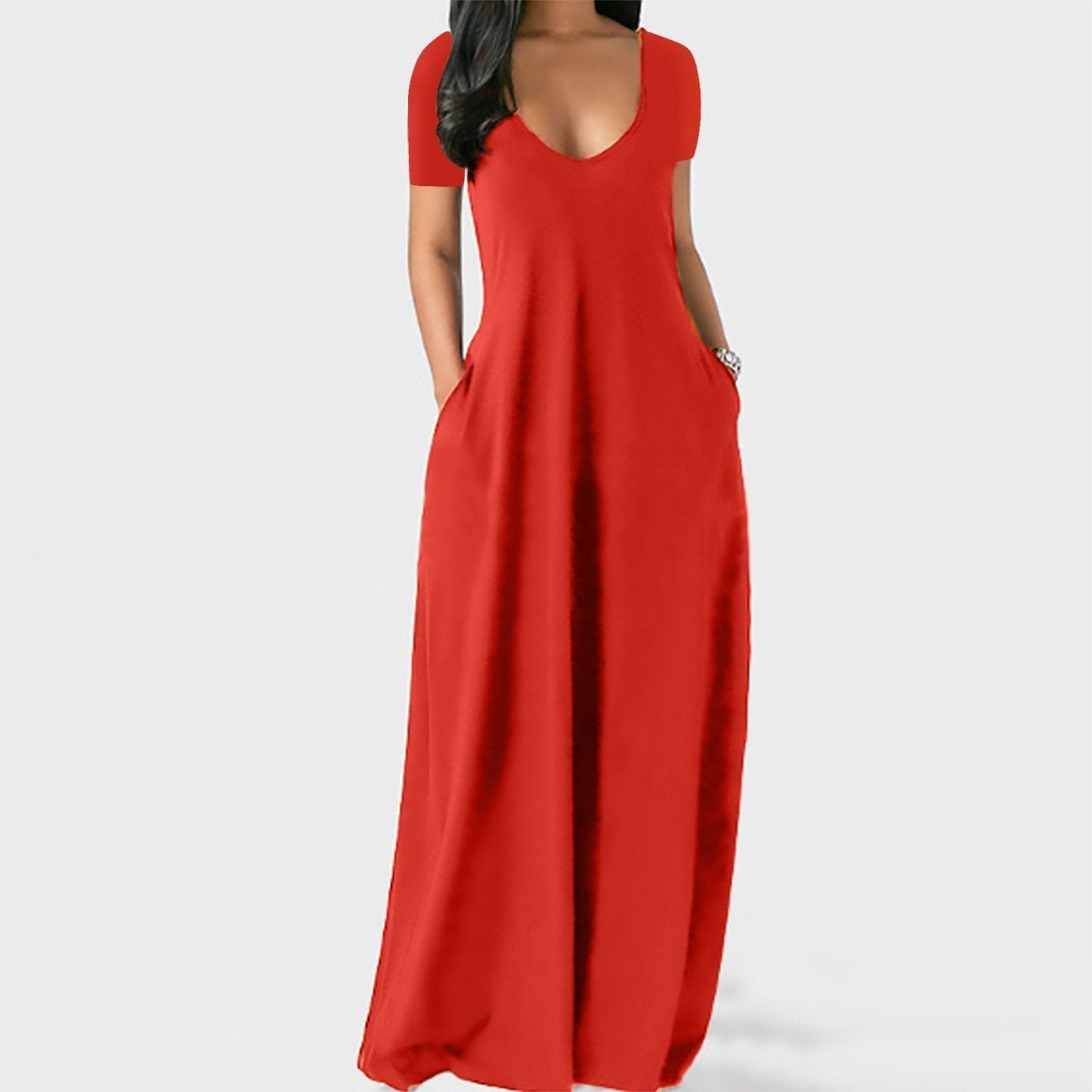 👗 Bequemes Kleid mit großen Taschen – Rundhals + Kurzarm, hautfreundlich & weich 🎨 11 Farben verfügbar – schmeichelt jeder Figur