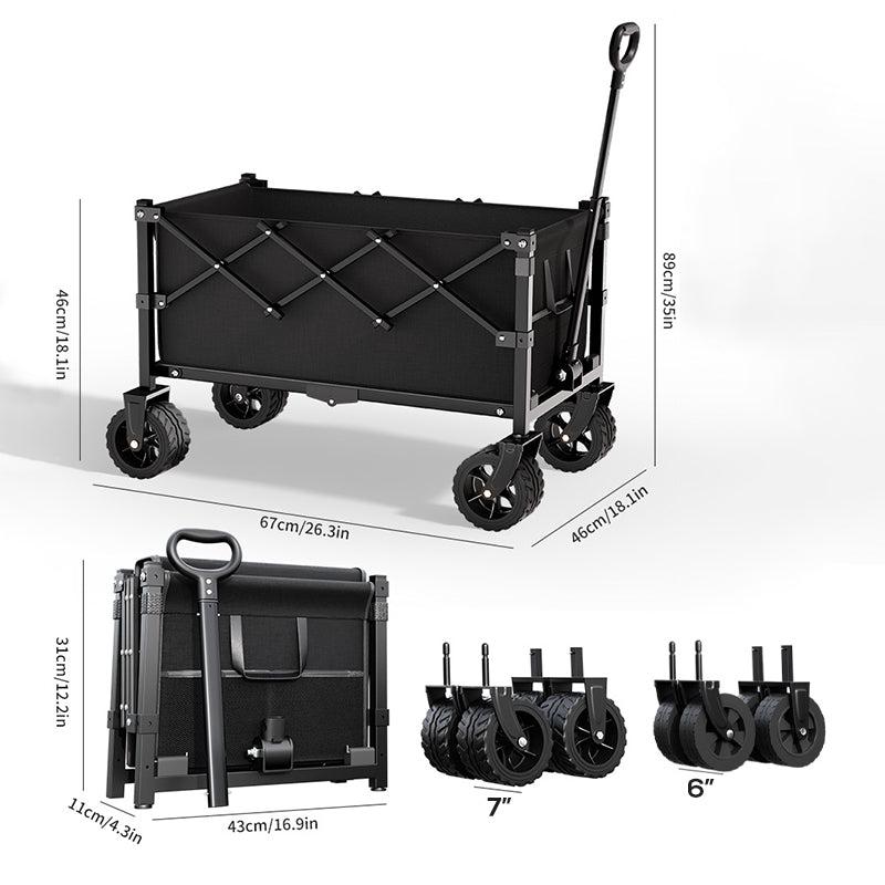 📢🔥50 % RABATT + Versandfrei ⏳🛒Zusammenklappbarer Bollerwagen｜Stahlrahmen ∙ 80 kg Traglast