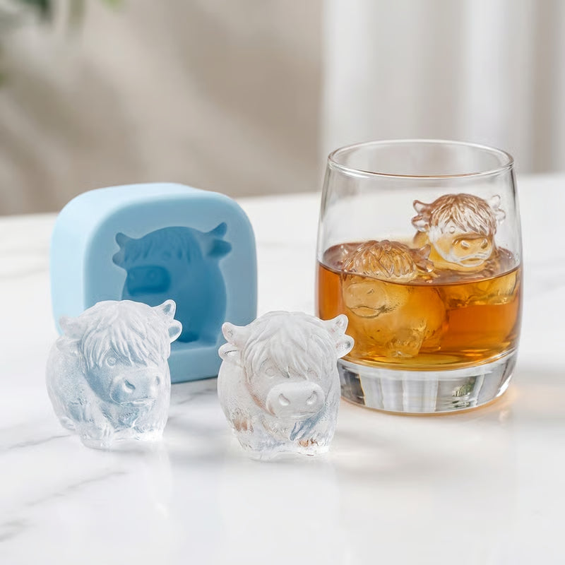 🐮 Mini-Eiswürfel- und Dessertform „Highland Cow“ mit 6 Vertiefungen 🧊🍪 Niedliche 3D-Eiswürfel für Getränke, Partys und Geschenke💕