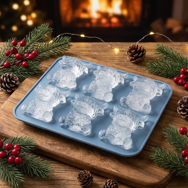 🐮 Mini-Eiswürfel- und Dessertform „Highland Cow“ mit 6 Vertiefungen 🧊🍪 Niedliche 3D-Eiswürfel für Getränke, Partys und Geschenke💕