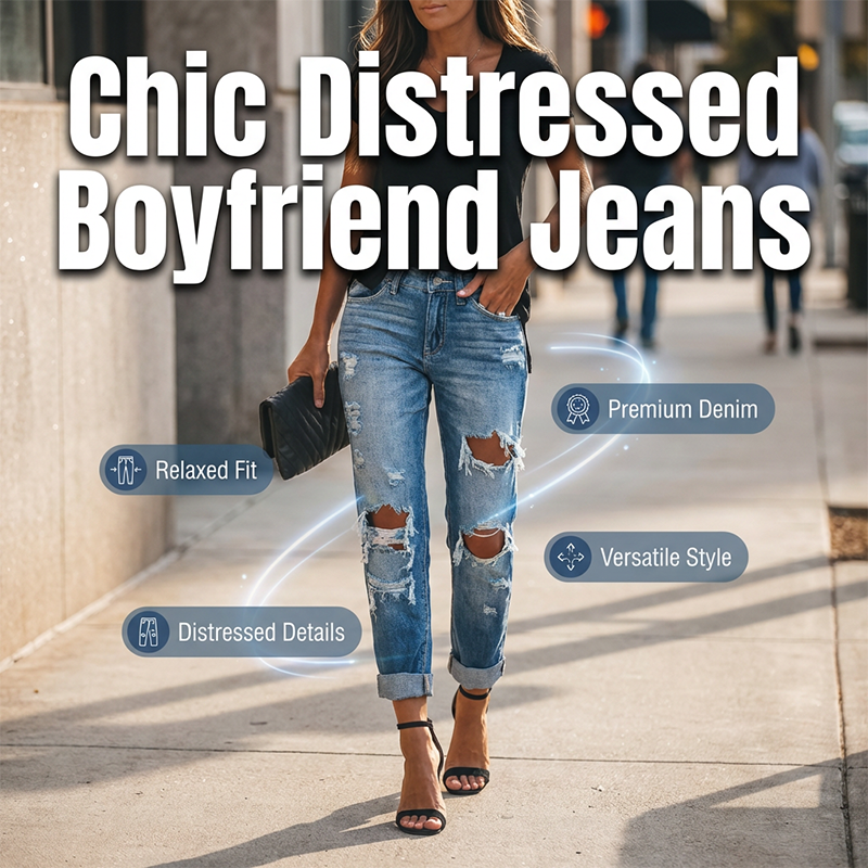Moderne Jeans für Damen in gewaschener Blau-Optik mit Used-Look
