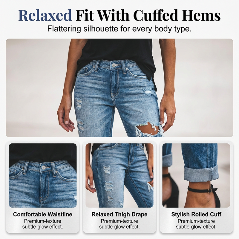 Moderne Jeans für Damen in gewaschener Blau-Optik mit Used-Look