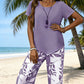 Damen 2-teiliges Set aus asymmetrischer Bluse und Caprihose