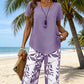 Damen 2-teiliges Set aus asymmetrischer Bluse und Caprihose