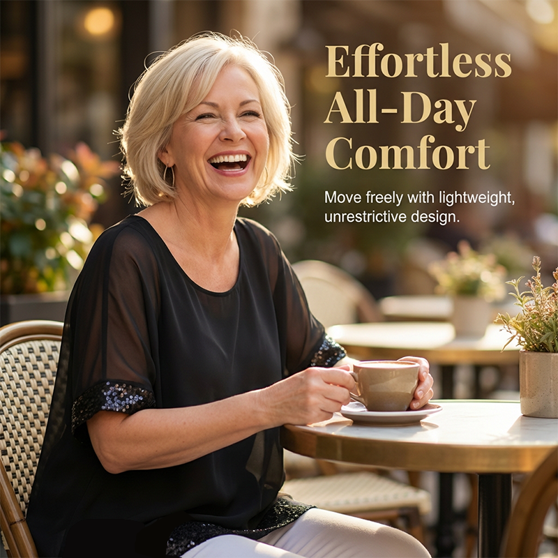 🌟 LIMITED-TIME 50% RABATT! 👕 Lässiges Damenoberteil mit Pailletten – Elegant, Weich, Loose Fit ✨