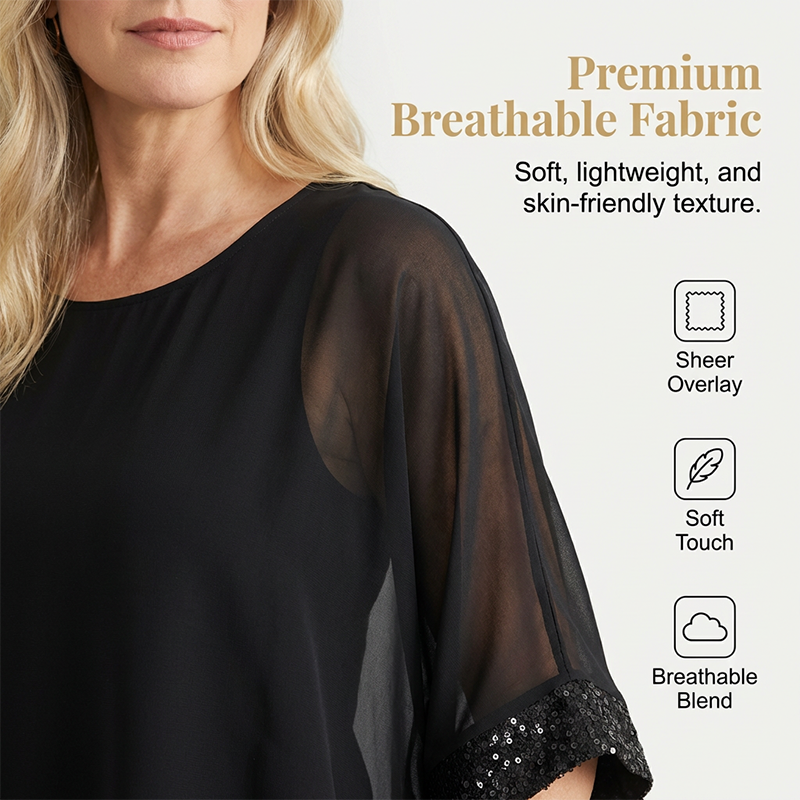 🌟 LIMITED-TIME 50% RABATT! 👕 Lässiges Damenoberteil mit Pailletten – Elegant, Weich, Loose Fit ✨