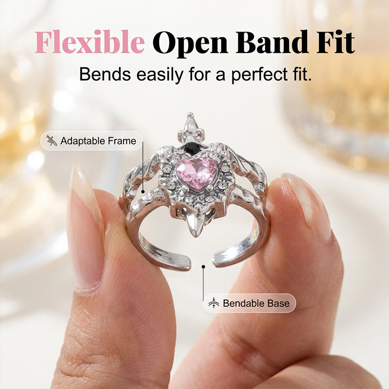 📢📢40 % RABATT !! ⏰Vintage Adjustable Sword Piercing Heart Ring Set
