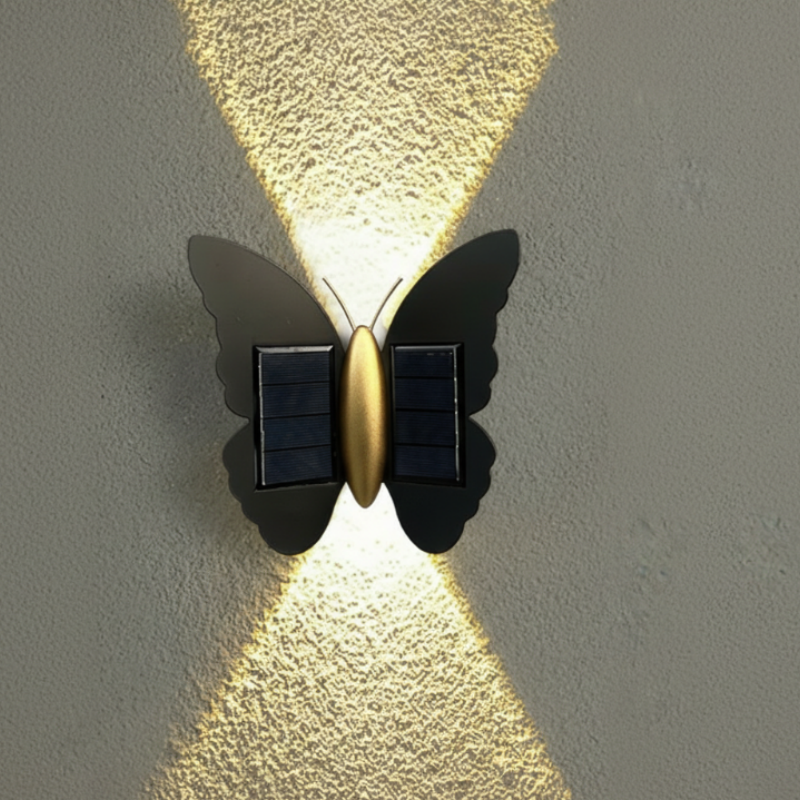Einzigartige, wasserdichte LED-Wandleuchte in Form eines Schmetterlings und einer Fledermaus mit Solarantrieb