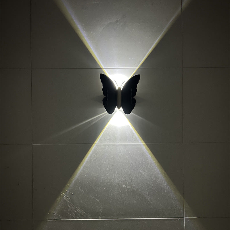 Einzigartige, wasserdichte LED-Wandleuchte in Form eines Schmetterlings und einer Fledermaus mit Solarantrieb