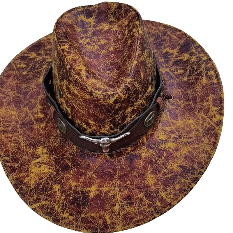 Vintage-Cowboyhut mit breiter Krempe und Riemen