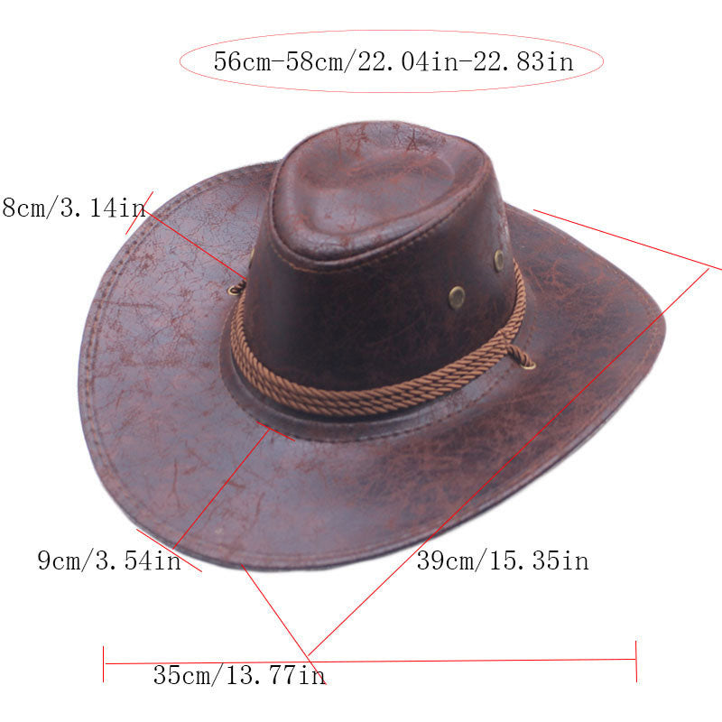 Vintage-Cowboyhut mit breiter Krempe und Riemen