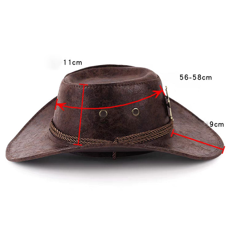 Vintage-Cowboyhut mit breiter Krempe und Riemen