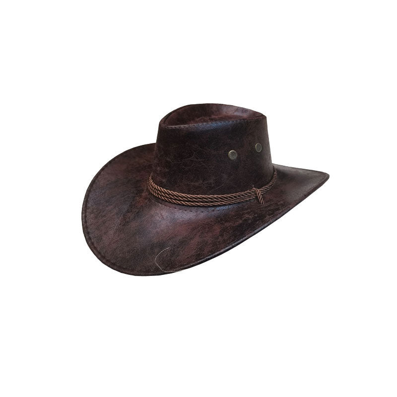 Vintage-Cowboyhut mit breiter Krempe und Riemen