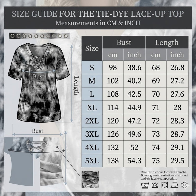 📢📢60% RABATT!! ⏰Tie-Dye-T-Shirt für Damen mit Schnürung und V-Ausschnitt