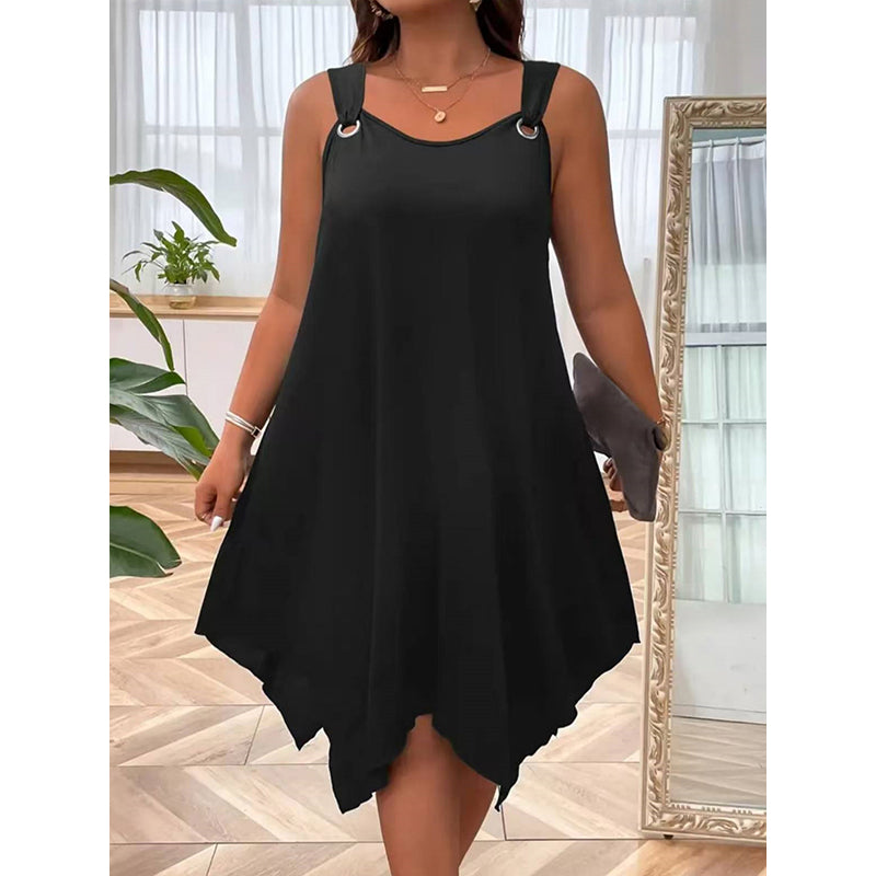 Ärmelloses Damenkleid mit asymmetrischem Saum