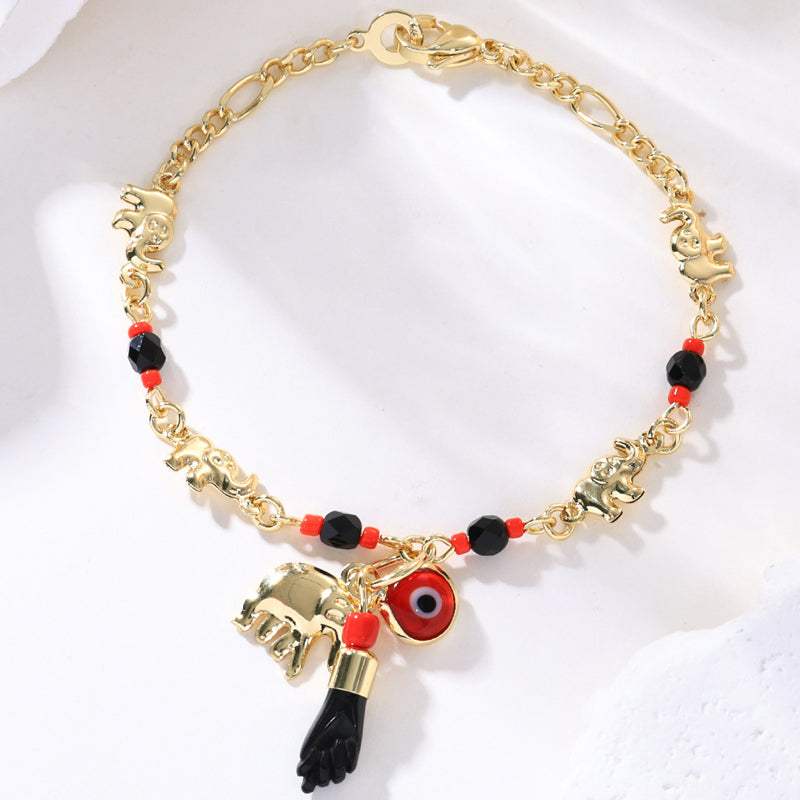 🧿 50% RABATT! 💕 Armband im Bohème-Stil mit Anhängern – Böser Blick & Elefant – Schützend, boho-chic & perfekt als Geschenk ✨