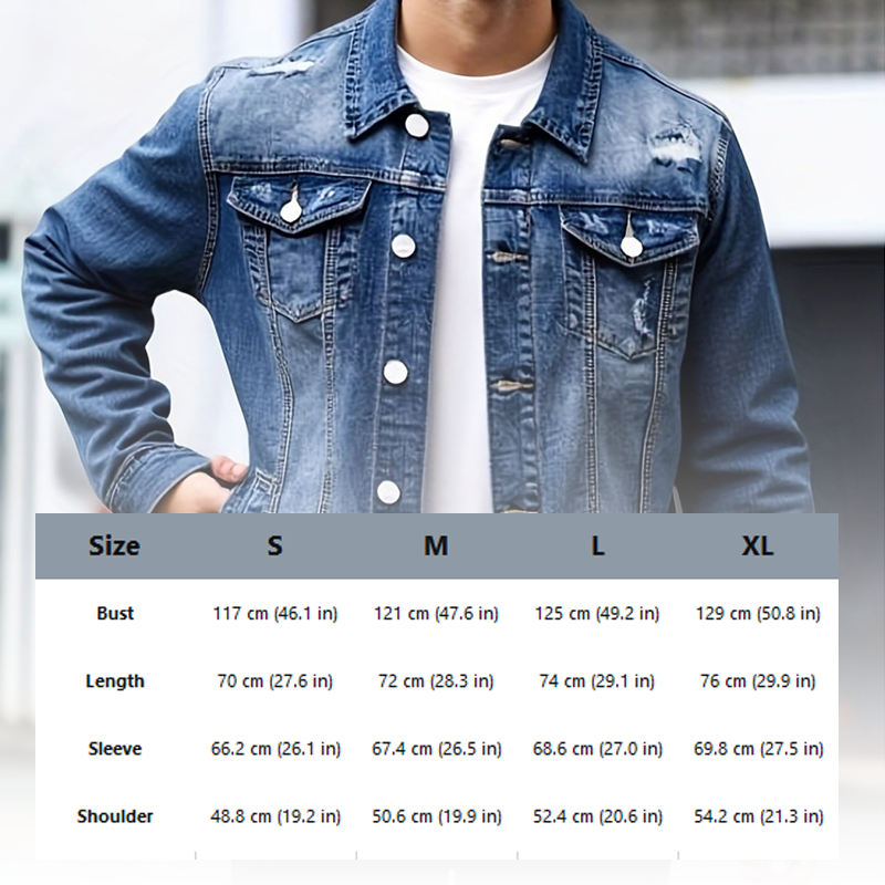 🔥Herren-Freizeit-Denimjacke im Used-Look mit Vintage-Wäsche