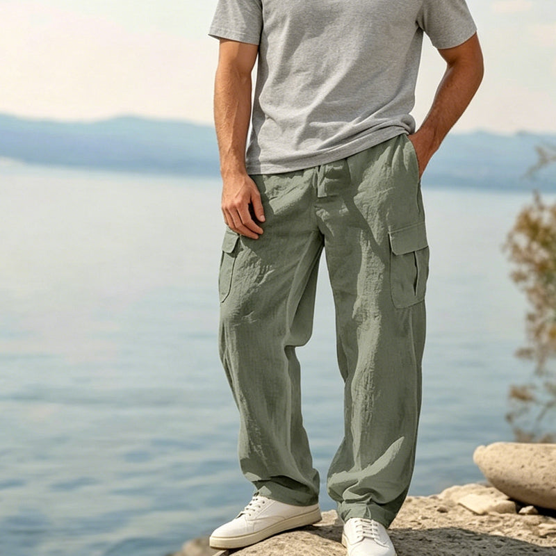 Cargohose für Herren aus Baumwoll-Leinen