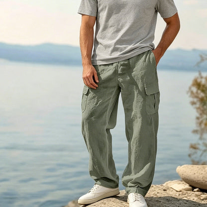 Cargohose für Herren aus Baumwoll-Leinen